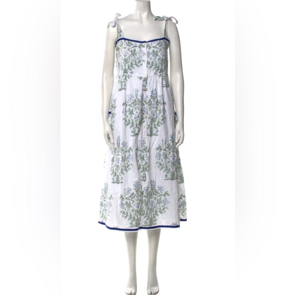 Juliet Dunn floral midi button up cotton sun dress Sz 4/6 graduation